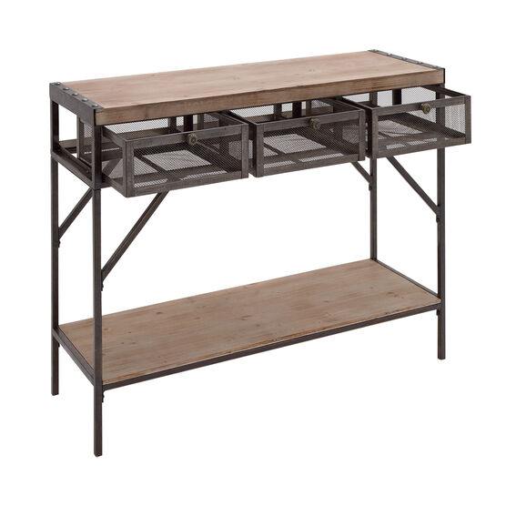 Brown Industrial Metal Console Table, 32 x 43, , on-hover image number null