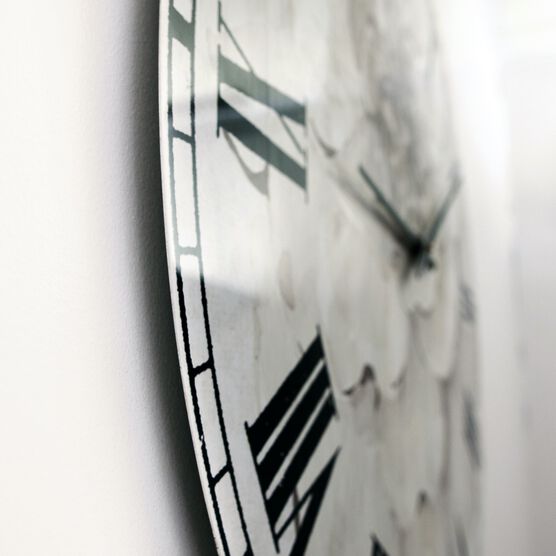 Indigold Grey Peonies I Traditional Wall Clock, , alternate image number null
