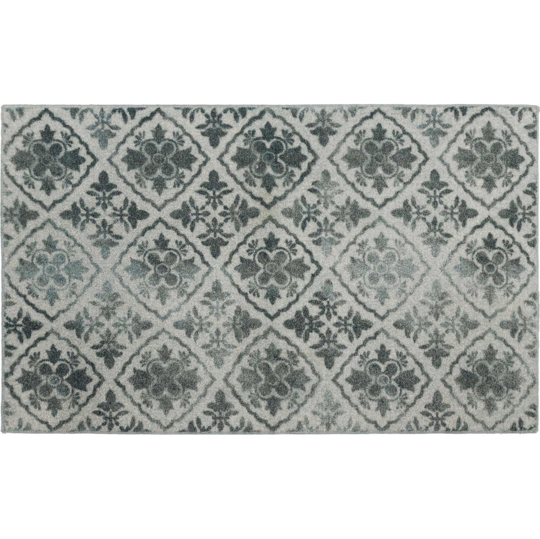 Simple Diamond Ornament Grey Kitchen Rug, 4499112 | Brylane Home
