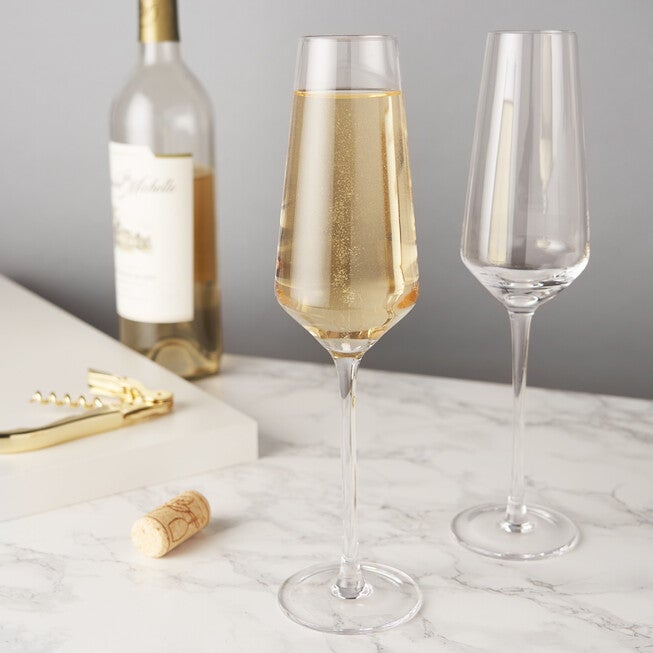 Angled Crystal Champagne Flutes, , on-hover image number 1