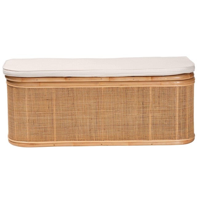 Ishana Bohemian Natural Rattan Storage Bench, , alternate image number 2
