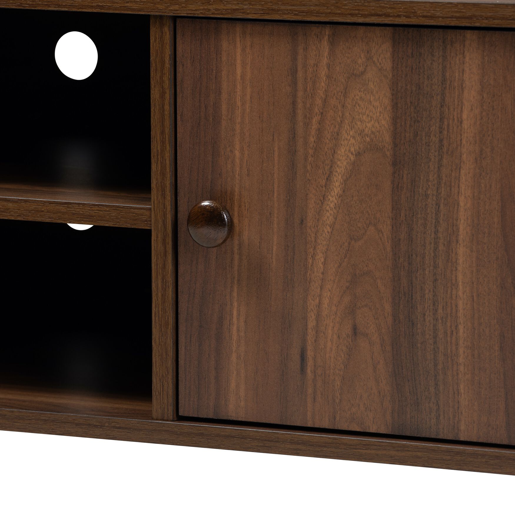 Alard Mid-Century Modern Walnut Brown Finished 2-Door Wood TV Stand, , alternate image number 10