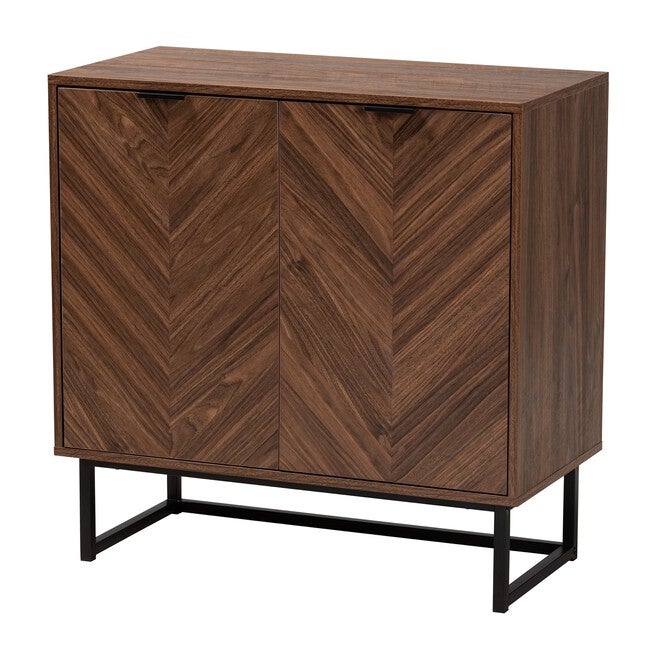 Sadia Modern Walnut Brown Finished Wood Storage Cabinet, WALNUT BROWN BLACK, hi-res image number null