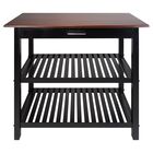 Kitchen Island with Solid Wood Top, BLACK, hi-res image number null