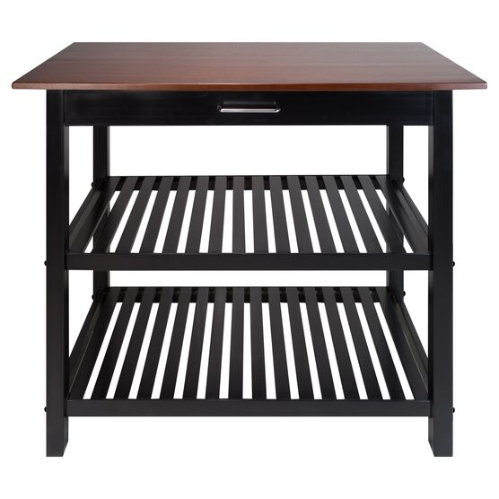 Kitchen Island with Solid Wood Top, BLACK, hi-res image number null