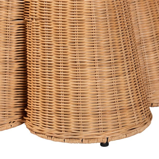 Palm Scallop Natural Rattan Ottoman, 39 inches Square, LIGHT HONEY, alternate image number null