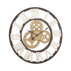 Brown Industrial Metal Wall Clock, BROWN, hi-res image number null