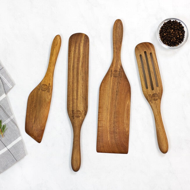 Mad Hungry Original 4-Piece Acacia Wood Spurtle Set, NATURAL, hi-res image number 0