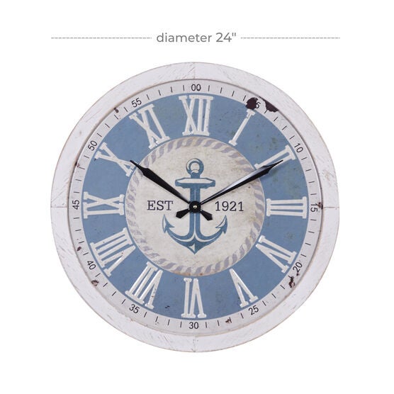 White Coastal Wood Wall Clock, , alternate image number null