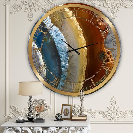 Mineral Slice Xv Oversized Fashion Wall Clock, BLUE, hi-res image number null