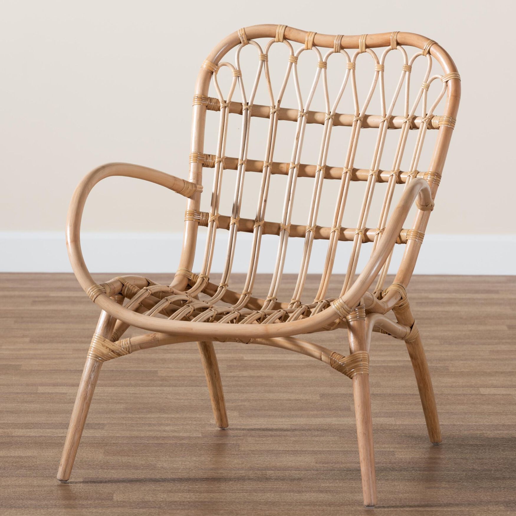 Bajo Modern Bohemian Natural Brown Rattan Arm Chair, , alternate image number 8