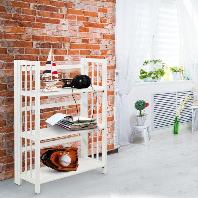 3-Shelf Folding Stackable Bookcase 27.5 inches Wide-White, , alternate image number 7