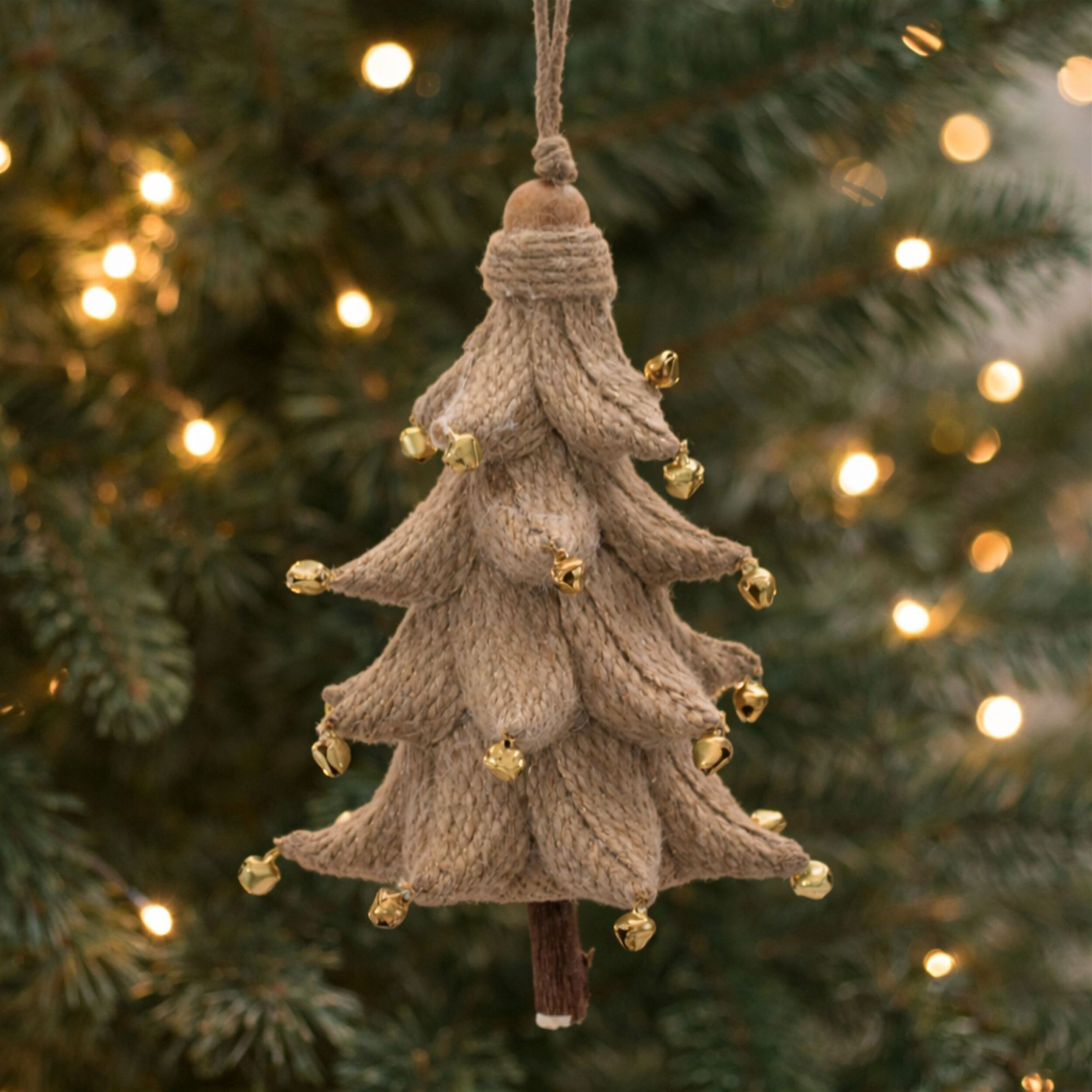 Rustic Tree Ornaments (Set of 4), BROWN, alternate image number 1