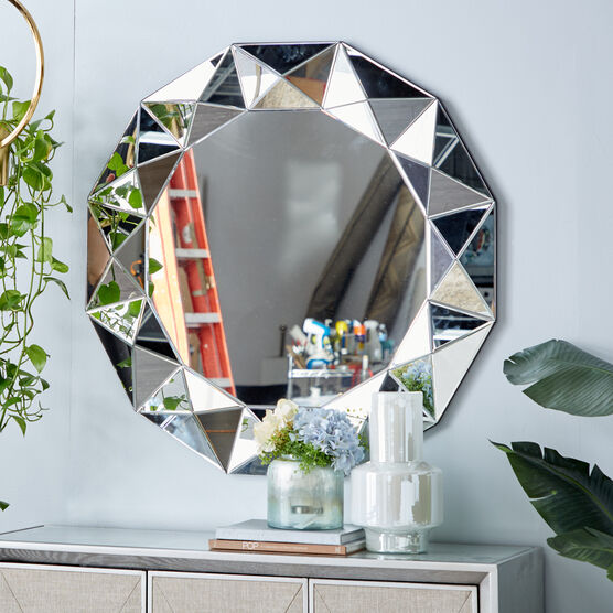 Silver Glam Wood Wall Mirror, , alternate image number null