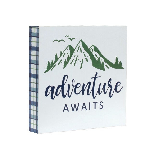 Wood Adventure Block Sentiment Sign (Set of 4), BLUE WHITE GREEN, alternate image number null