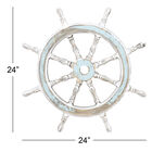 White Coastal Ship Wheel Wood Wall Décor, , alternate image number null