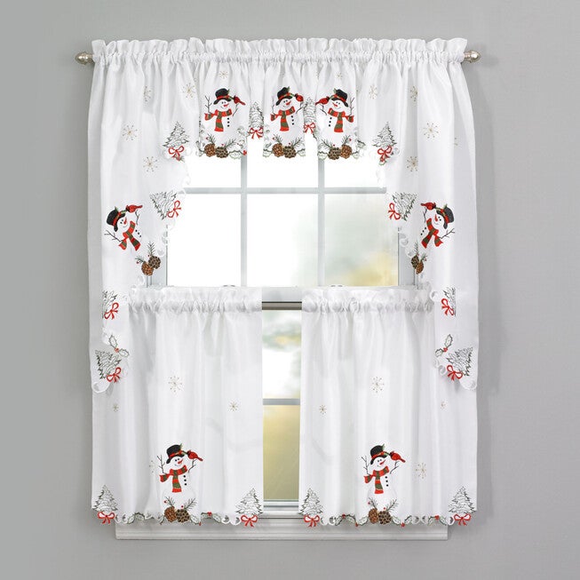 Wintertime Valance, WHITE SNOWMAN, hi-res image number null