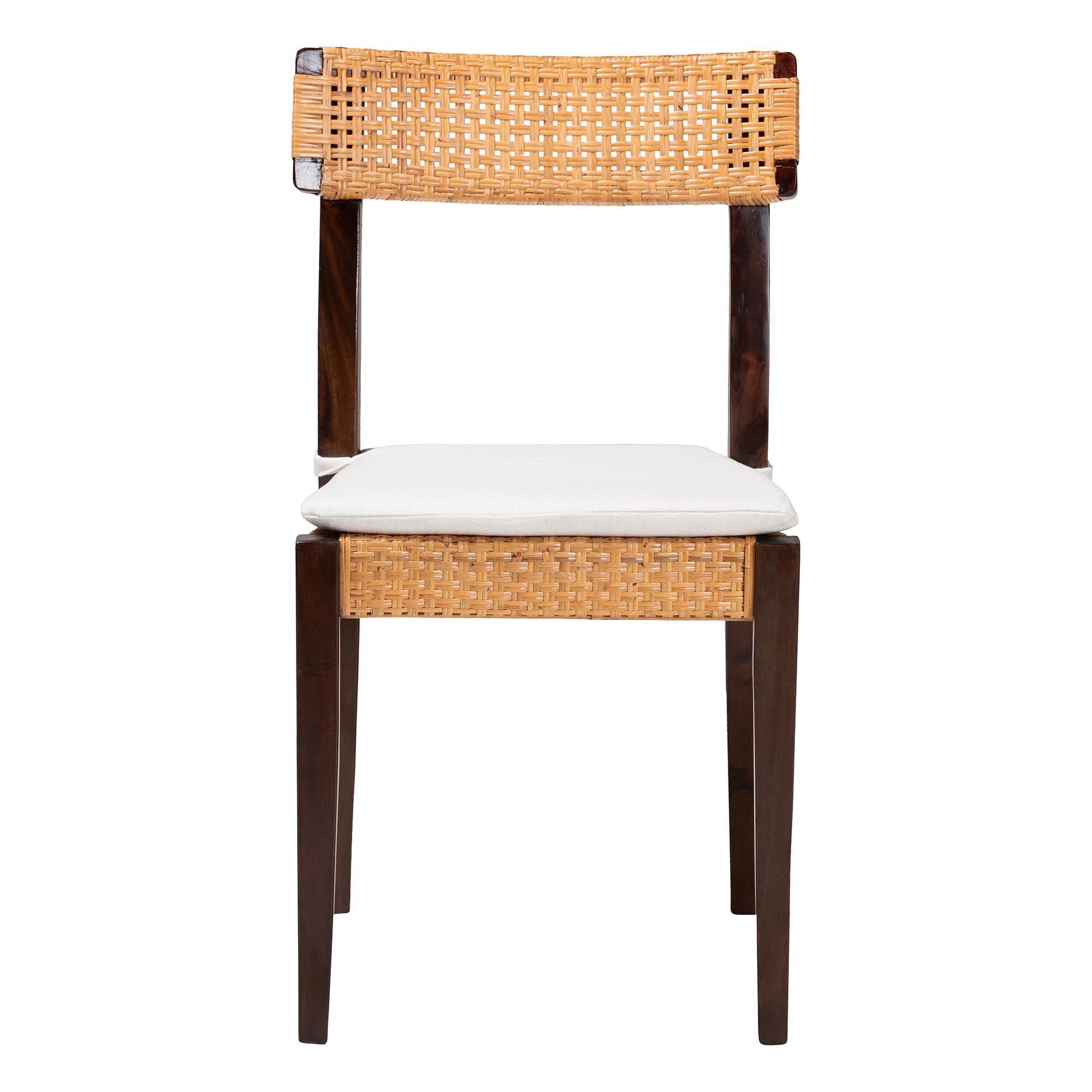 Zaila Bohemian Light Honey Rattan and Dark Brown Wood Dining Chair, HONEY, alternate image number 2