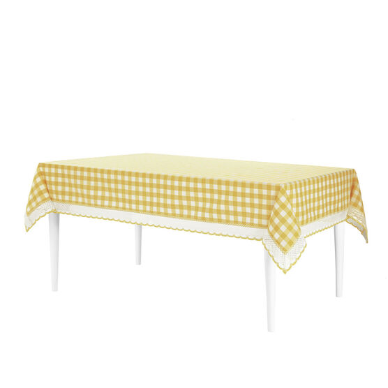 Buffalo Check Tablecloth - 60-in x 84-in, YELLOW, hi-res image number null