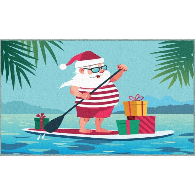 Paddleboard Santa Multi Kitchen Rug, MULTI, hi-res image number null