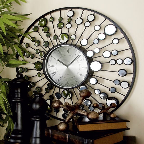 Black Glam Metal Wall Clock, , alternate image number null