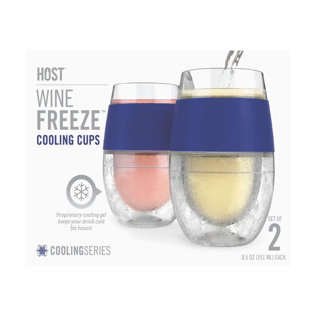 Wine Freeze Cooling Cups In Blue (Set Of 2) By, , alternate image number null