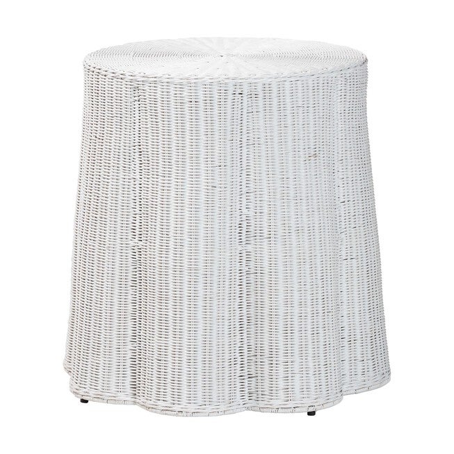 Palm Bohemian White Scallop Rattan Console Table, WHITE, alternate image number null