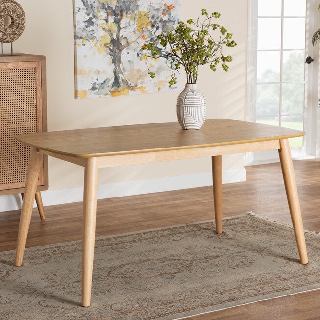 Flora Mid-Century Modern Black Finished Wood Dining Table, , alternate image number null