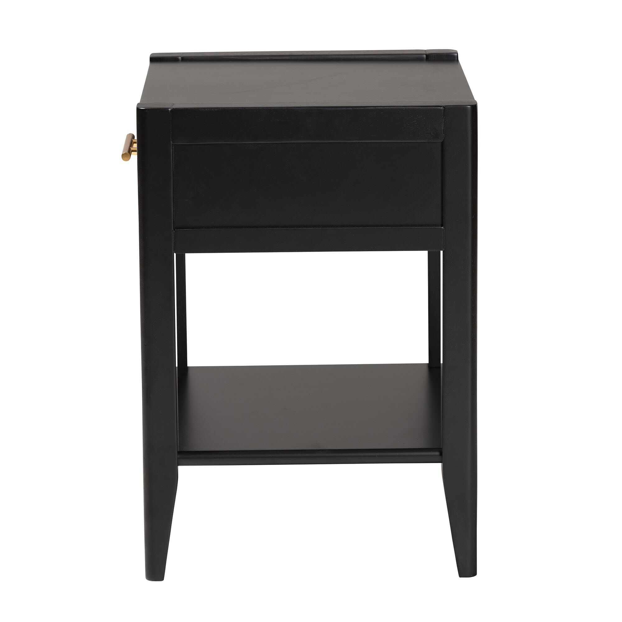 Primrose Mid-Century Black Fluted Wood 1-Drawer Nightstand, BLACK, alternate image number 4