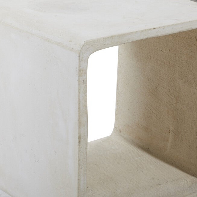 White Fiber Clay Industrial Outdoor Accent Table, , alternate image number null