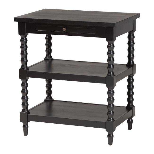 Imogene Retro-Modern Black Wood End Table, BLACK, hi-res image number null