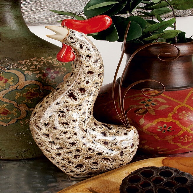 Set Of 2 Cream Ceramic Farmhouse Garden Sculpture, , alternate image number null