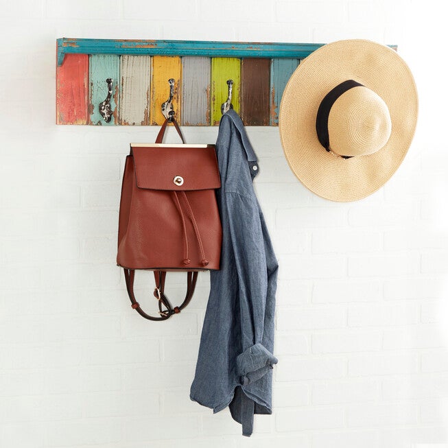Multi Color Wood Coastal Wall Hooks With Shelf Wall Hook, , alternate image number null