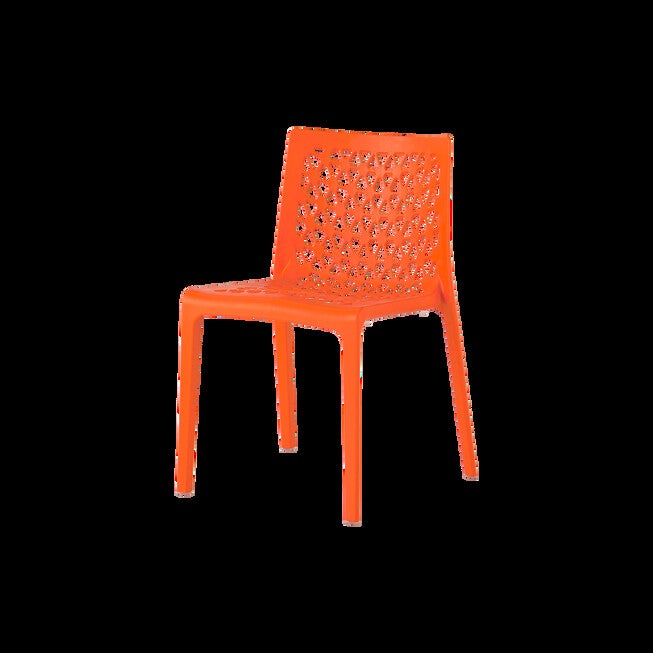 Set of 4 Milan Stackable Outdoor Dining Chairs, ORANGE, hi-res image number 0