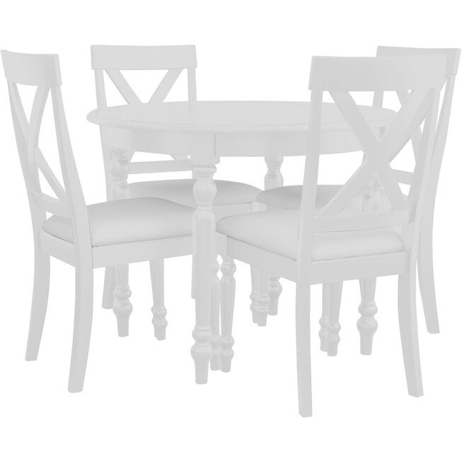 Philippe 5 Piece Dining Set, White, Round, WHITE, hi-res image number 0