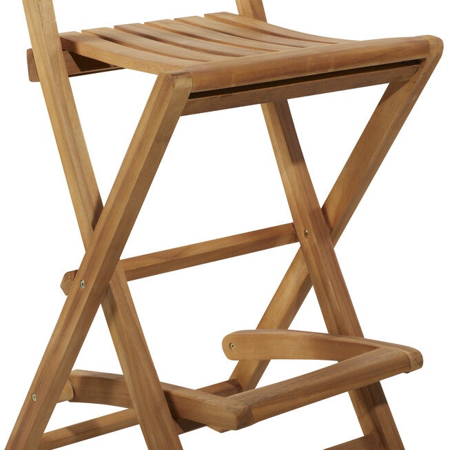 Set Of 2 Brown Teak Wood Traditional Bar Stool, , alternate image number 7
