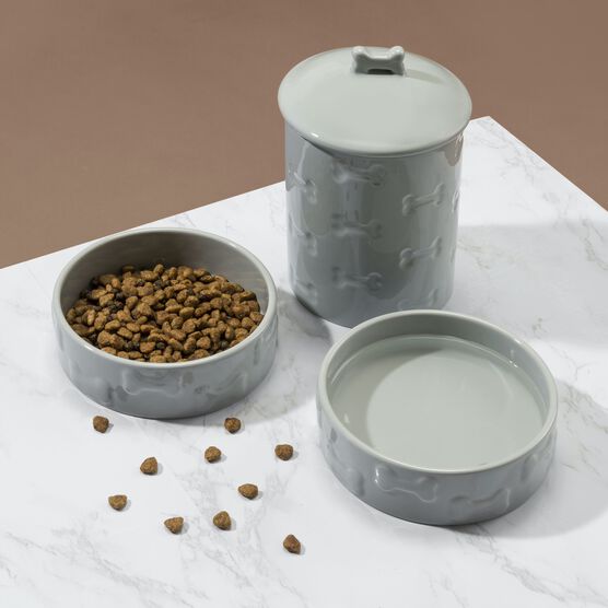 3 Piece Set Treat Jar And Pet Bowls Pet, , alternate image number null