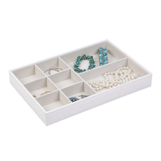Jewelry Storage Organizer Tray 8 Compartments, Pebble White, PEBBLE WHITE, hi-res image number null