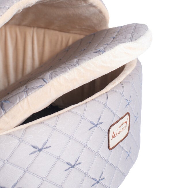 Cuddle Cave Cat Bed With Detachable & Collasible Zipper Top, Medium, Pale Silver and Beige, , alternate image number 7