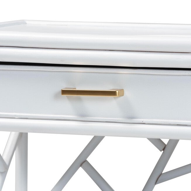 Daina Natural Rattan Nightstand, White, WHITE, alternate image number 6