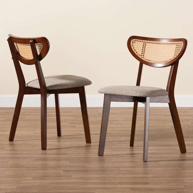 Dannell Mid-Century Modern Cream Fabric And Black Finished Wood Dining Chair, , alternate image number 6