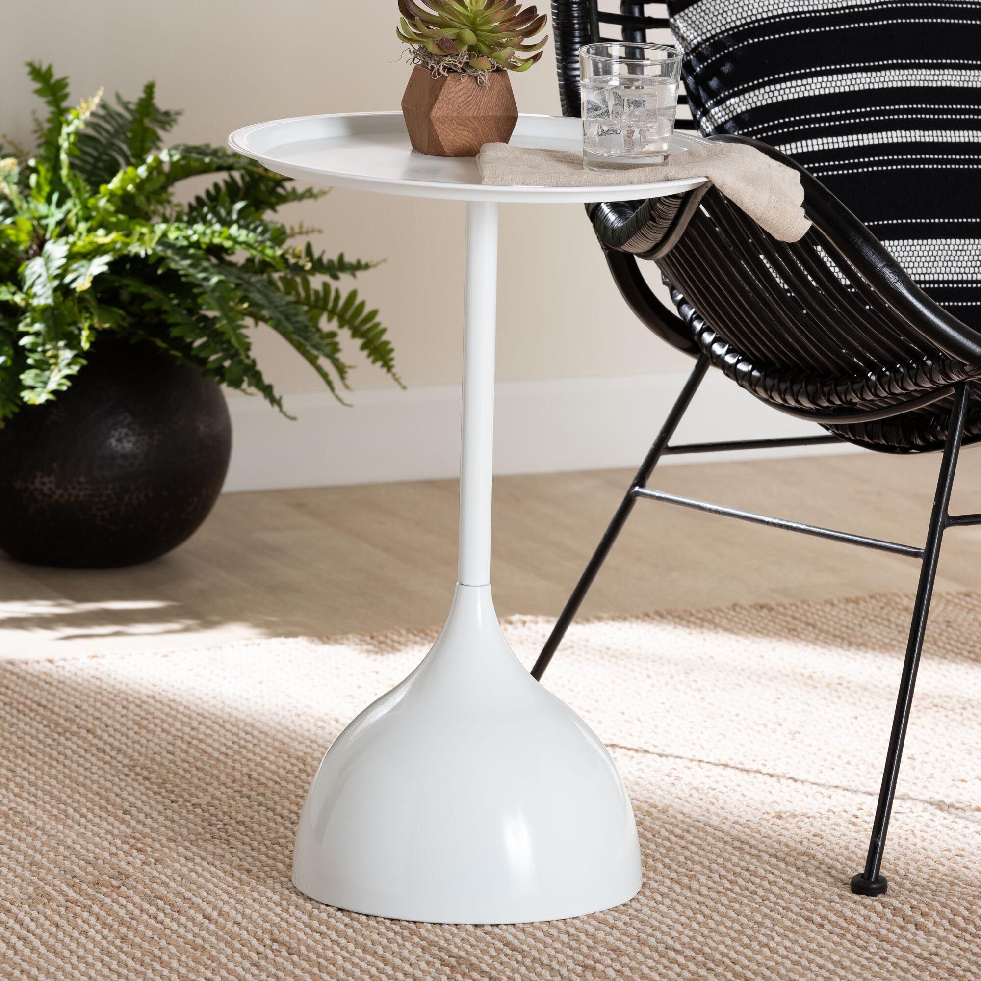 Webb White Metal Pedestal Side Table, WHITE, alternate image number 6