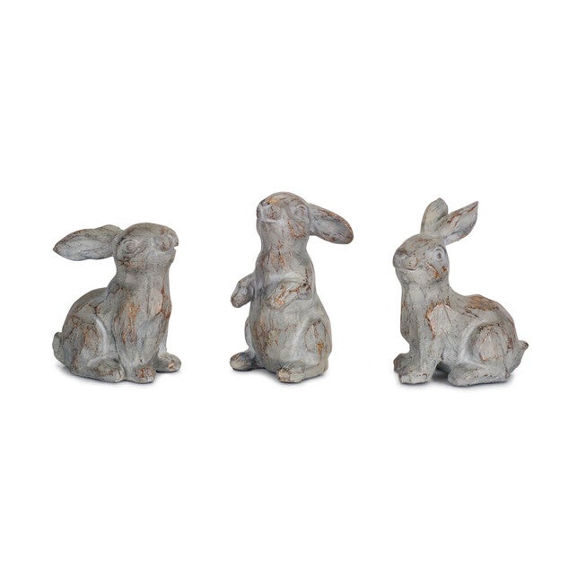 Washed Stone Garden Rabbit Figurine (Set Of 6), BROWN, hi-res image number 0