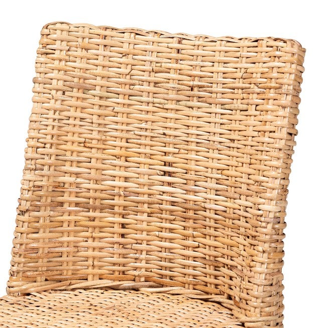 Rowen Bohemian Light Honey Kubu Rattan And Mahogany Wood Dining Chair, , alternate image number 4