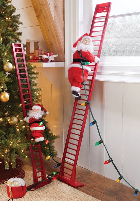 Mr Christmas Animated Musical Climbing Santa Christmas Brylane
