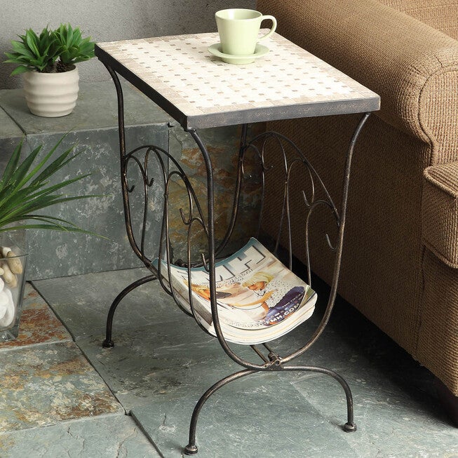 Travertine Magazine End Table, RUSTIC BRONZE, hi-res image number 0