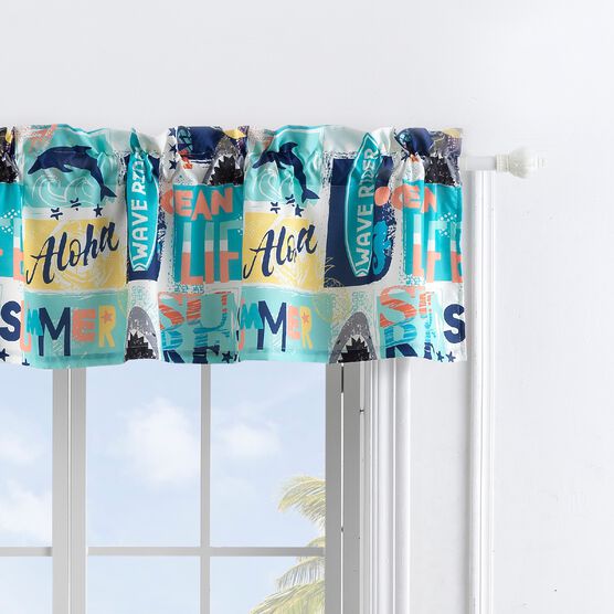 Wave Rider Window Valance, BLUE, hi-res image number null