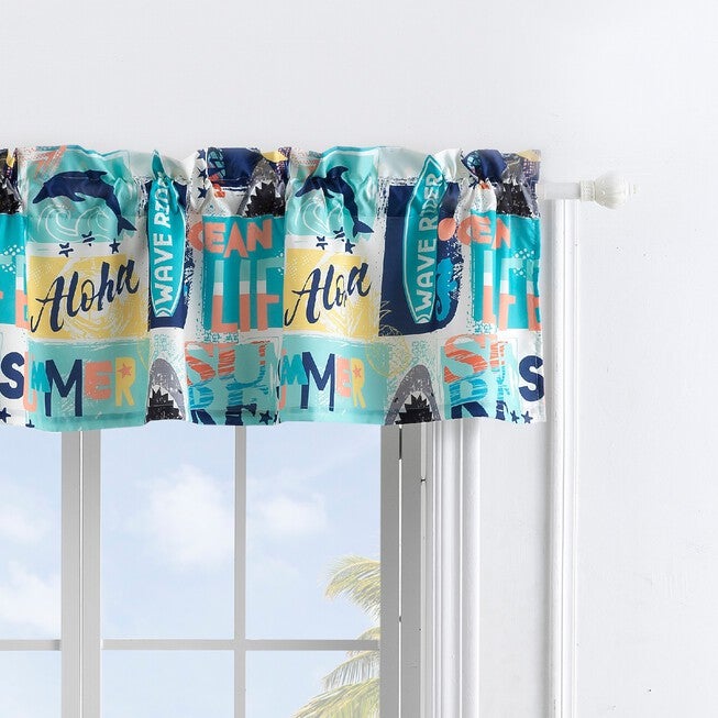 Wave Rider Window Valance, BLUE, hi-res image number 0