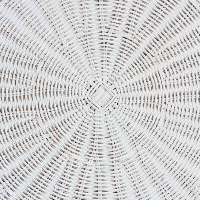 Palm Bohemian White Scallop Rattan Console Table, WHITE, alternate image number null