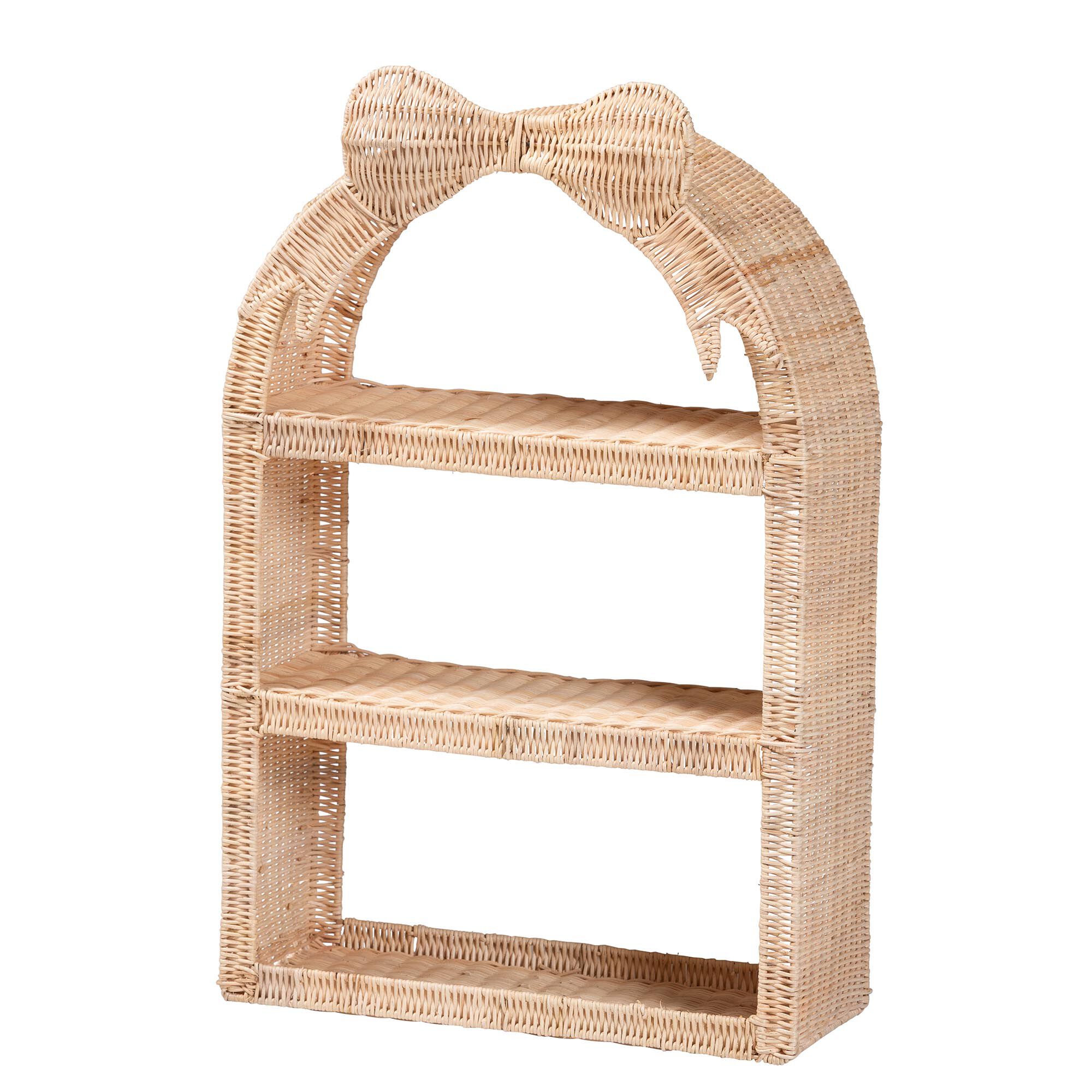 Creusa Natural Rattan Wall Shelf, BROWN, alternate image number 1